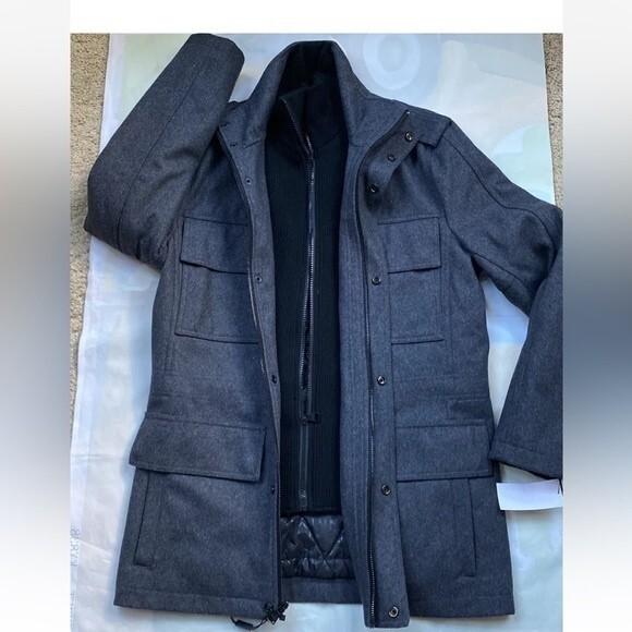 $225 NWT Marc N.Y  by Andrew Marc Men's Wool Jacket Winter Coat ,Zip Gray Parka - Picture 4 of 12